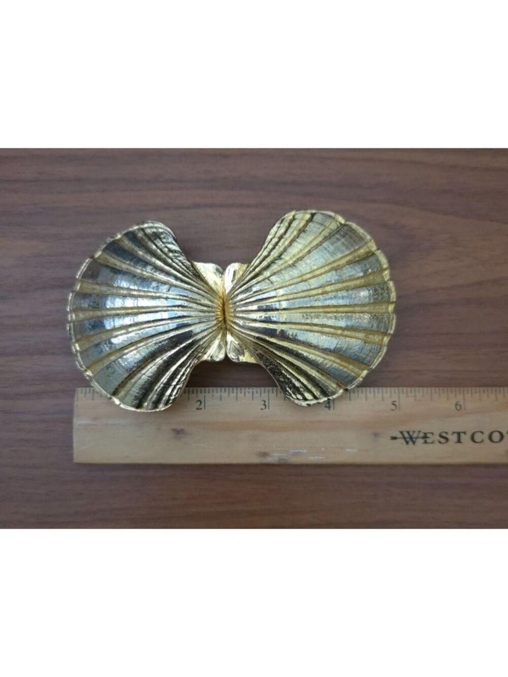 Vintage 1972 Mimi Di N Shell-Shaped Gold-Tone Metal Interlocking Belt Buckle - Picture 6 of 6